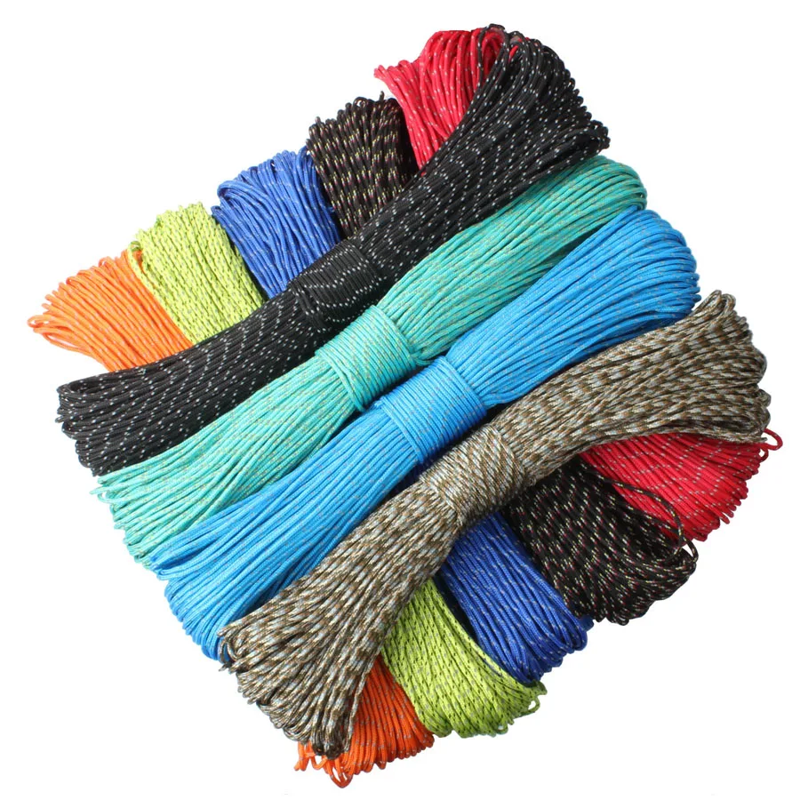 CAMPINGSKY 2 mét Paracord phản quang 3 Strand Paracord Core Ngoài Trời Cắm Trại Corda Parachute Cord Lanyard Lều Đa Chức Năng dây
