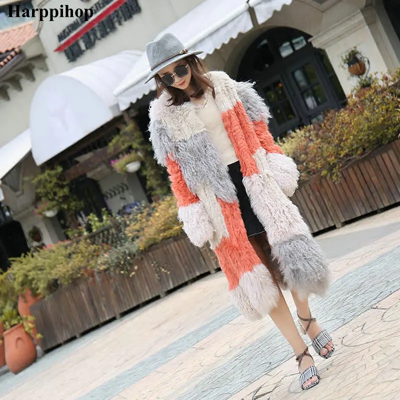 2020 automne et hiver lapin cheveux laine tricot manteau de fourrure femme court paragraphe long paragraphe col rond couleur colorée manteau