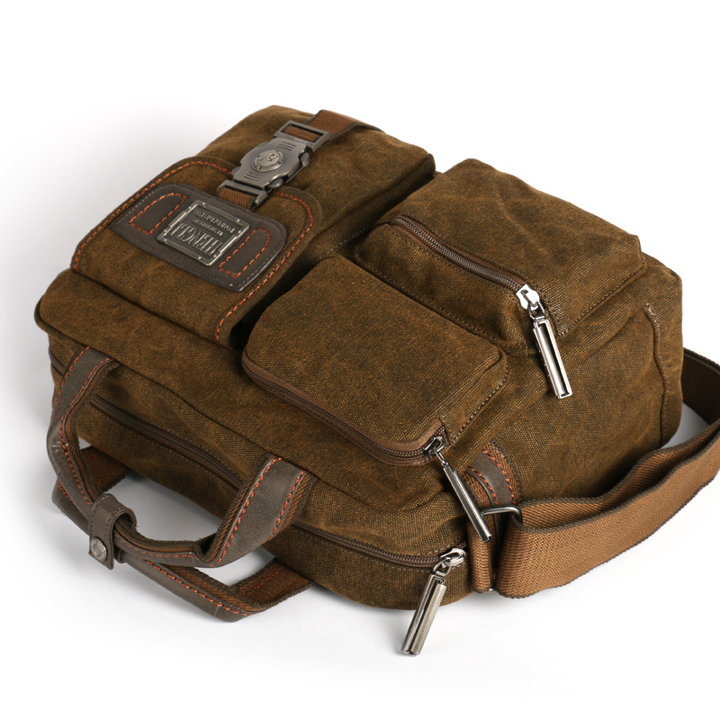 Ruil Multifunctionele Mannen Retro Klassieke Aktetas Aktetas Canvas Vintage Slijtvaste Tassen Leisure Toolkit Pakket