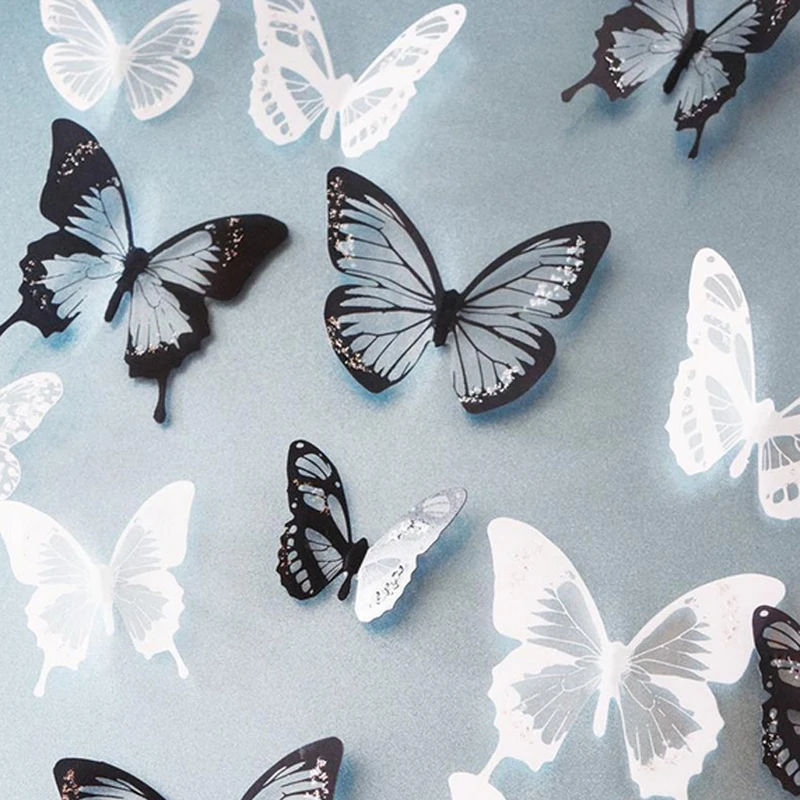 18 Cái/bộ 3d Pha Lê Bướm Tường Sticker Đẹp Bướm Art Decals Trang Trí Nội Thất Trang Trí Đám Cưới Trên Tường