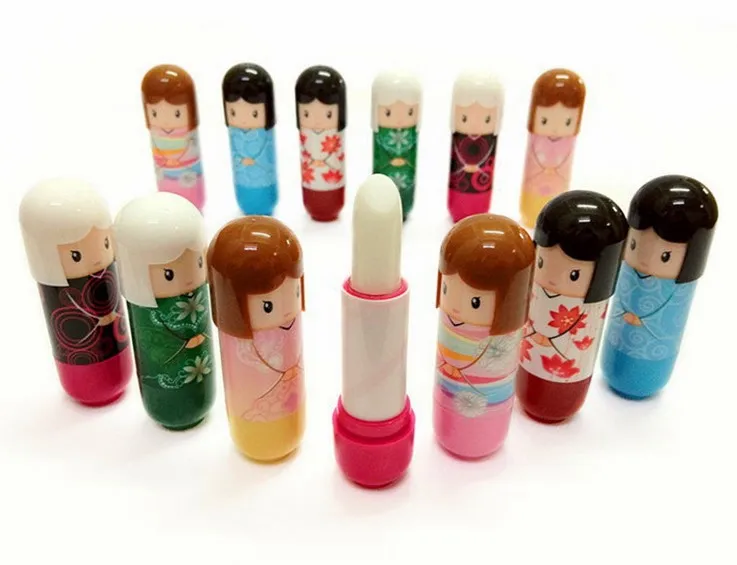 카와이 기모노 인형 소녀 메이크업 립밤, 보습 마카롱 립밤, 천연 식물 구형 립글로스 립스틱, 립메이커, 신제품