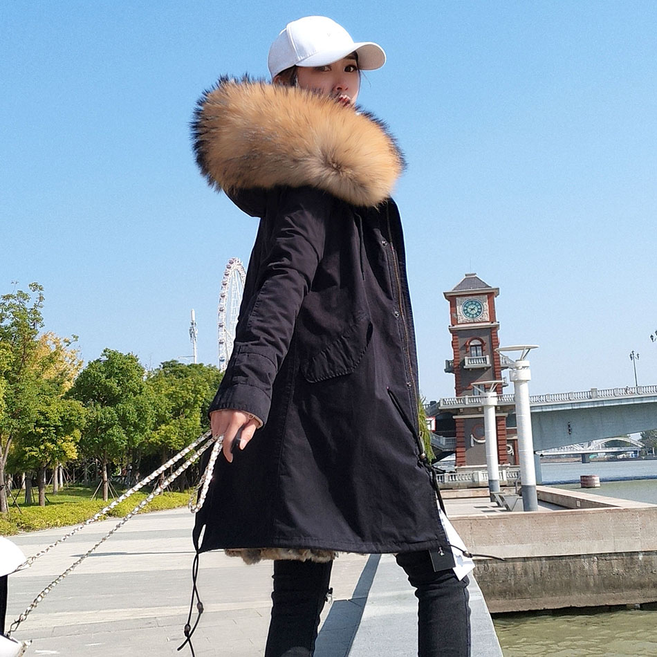 Maomaokong-女性用の本物の毛皮の裏地付きジャケット,本物の毛皮の冬の毛皮のコート,アライグマの毛の毛皮の襟