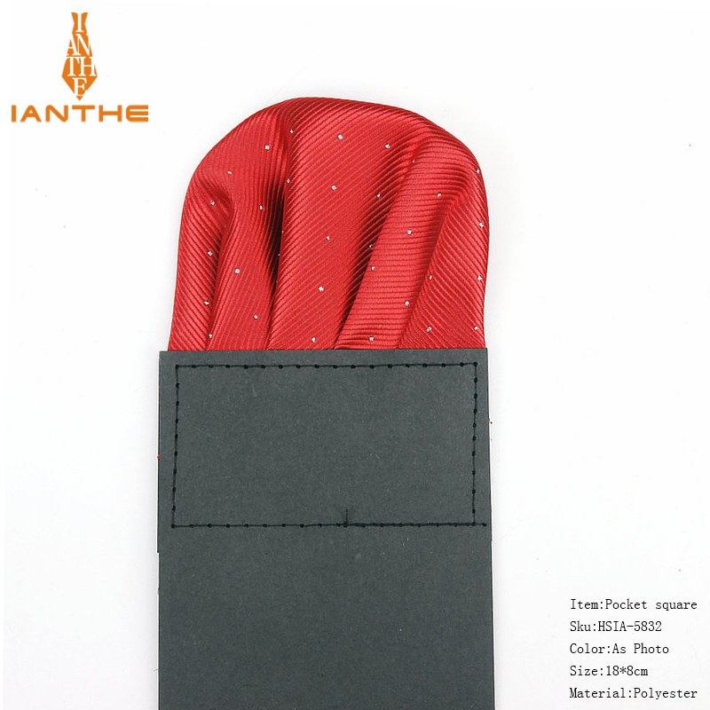 โรงงาน Men's Pre - พับ Pocket Square Silver Polka Dot ผ้าเช็ดหน้างานแต่งงานอย่างเป็นทางการธุรกิจหน้าอกผ้าขนหนูสีดำสีขาวสีแดง