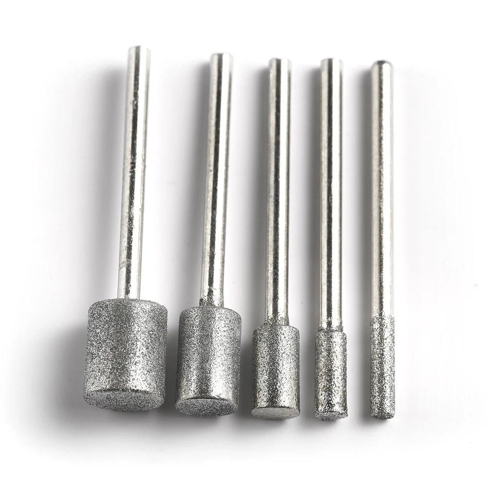 Grit120 3Mm X 3Mm/4/5/6/8/10Mm Xi Lanh Kim Cương Mài xã Burr Nhám Bit Đánh Bóng Đầu Mài Gắn Bit Cho Dremel