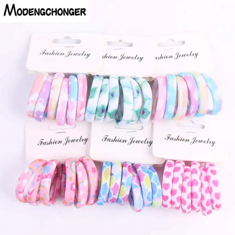 6 uds/Sett lindas bandas elásticas para el cabello para niñas, coleteros, bandas de goma, lazos para el cabello, accesorios para el cabello de cuerda para el cabello para niños dulces