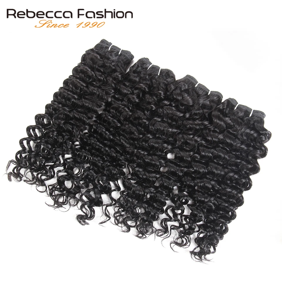 Rebecca บาท Jerry Curly Wave ผมสาน4รวมกลุ่ม190G/แพ็ค Non Remy Curly เส้นผมมนุษย์รวมกลุ่ม4สี #1 # 1B #2 #4