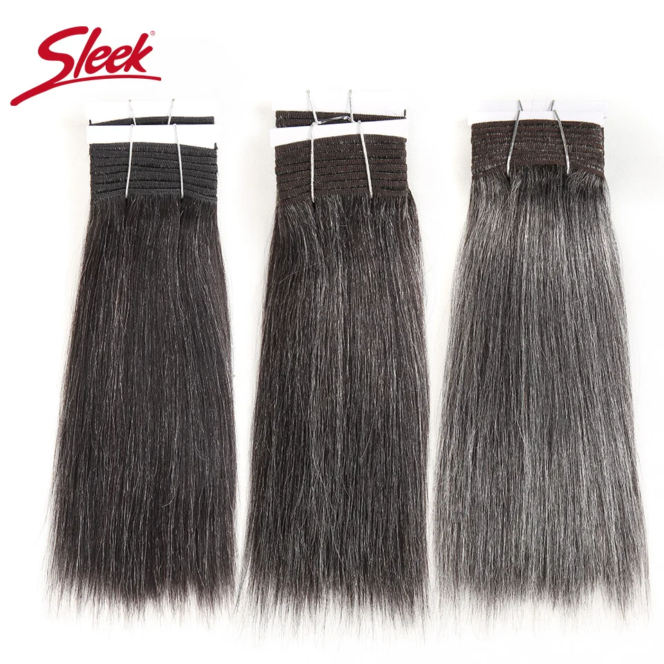 Cabelo elegante brasileiro duplo desenhado remy cabelo humano tecer curto yaki reto # 44 # 34 # 51 # 280 pacotes de cores misturadas cinza piano