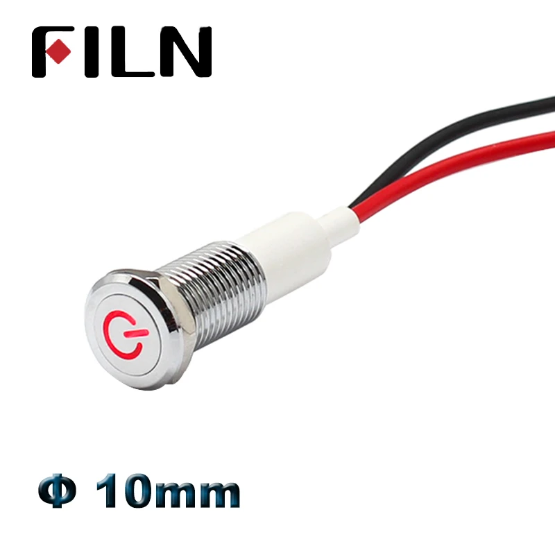 10 มม.รถ 12 V ไฟแสดงสถานะ LED แผงแดชบอร์ดสัญลักษณ์คําเตือนสีแดงสีเขียวสีฟ้าสีขาว Amber นักบินโคมไฟกันน้ําชั้นนํา