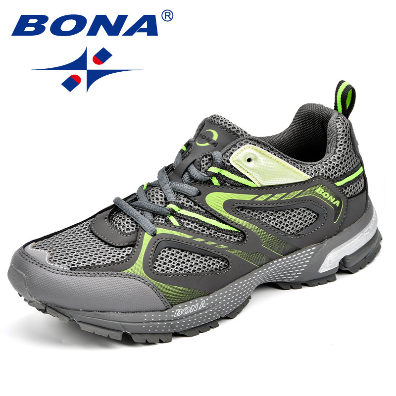 BONA, recién llegado, zapatos para correr de estilo clásico para hombre, zapatos deportivos de malla dividida de vaca para hombre, zapatos para correr al aire libre con cordones