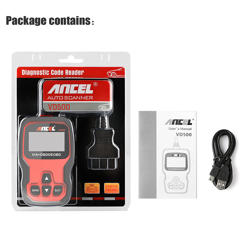 Ancel VD500 OBD2 Automotive Scanner Volledige Systeem Code Reader Airbag EPB Olie Reset OBD Auto Diagnostische Hulpmiddelen Voor VAG VW Audi Skoda