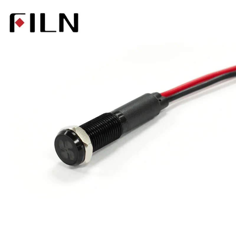 Filn 8 Mm Vỏ Đen Led Đỏ Vàng Trắng Xanh Xanh Lá 12 V Đèn LED Báo Chỉ Số Với 20 Cm