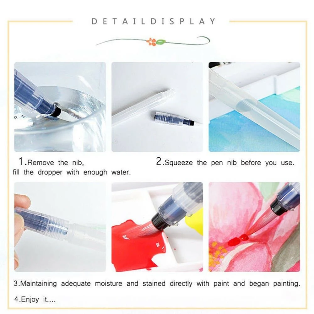 1/3/6 Màu Nước Tranh Bàn Chải Nghệ Thuật Đồ Họa Tiết Học Lọ Bút Aquarelle Chuyên Nghiệp Vẽ Bộ