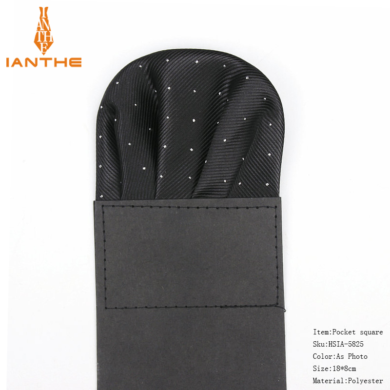 โรงงาน Men's Pre - พับ Pocket Square Silver Polka Dot ผ้าเช็ดหน้างานแต่งงานอย่างเป็นทางการธุรกิจหน้าอกผ้าขนหนูสีดำสีขาวสีแดง