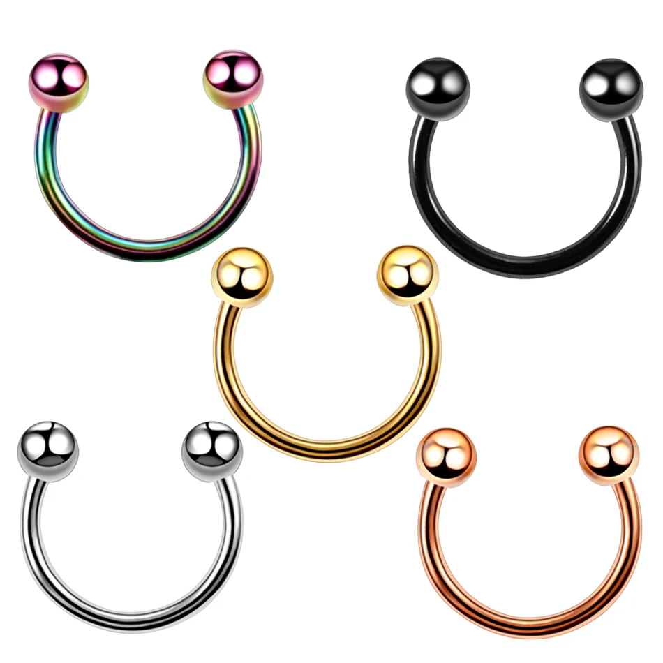 1 Máy Tính Titan Thép Đen Không Đường May Móc Mũi Vòng Vách Ngăn Clicker Huấn Khuyên Môi Labret Vòng Sụn Tai Tragus Gợi Cảm Trang Sức