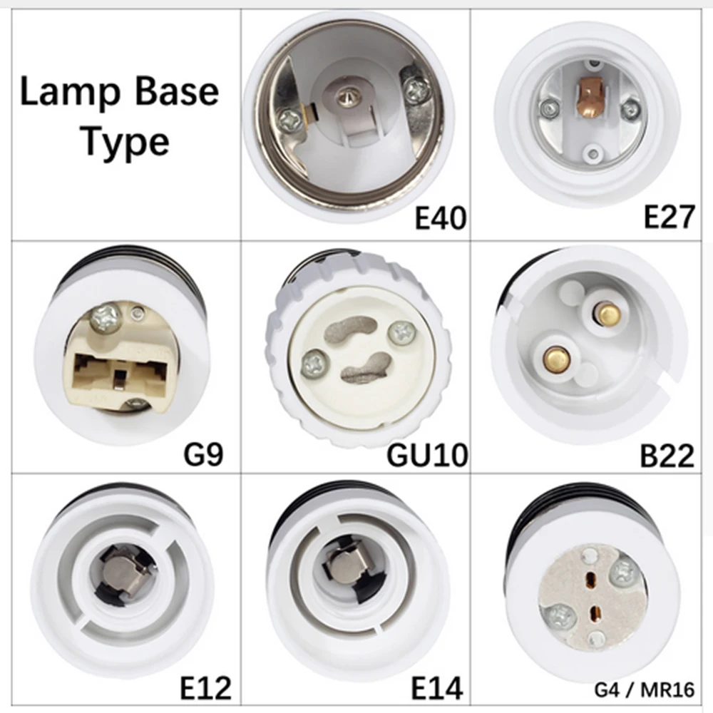 Bulb Chuyển Đổi E27 Nam để E12 E14 E40 B22 MR16 G4 G9 GU10 Nữ Đèn Bóng Đèn Ổ Cắm Cơ Sở Cho Trong Nhà Bóng Đèn Chiếu Sáng Mở Rộng Adapter
