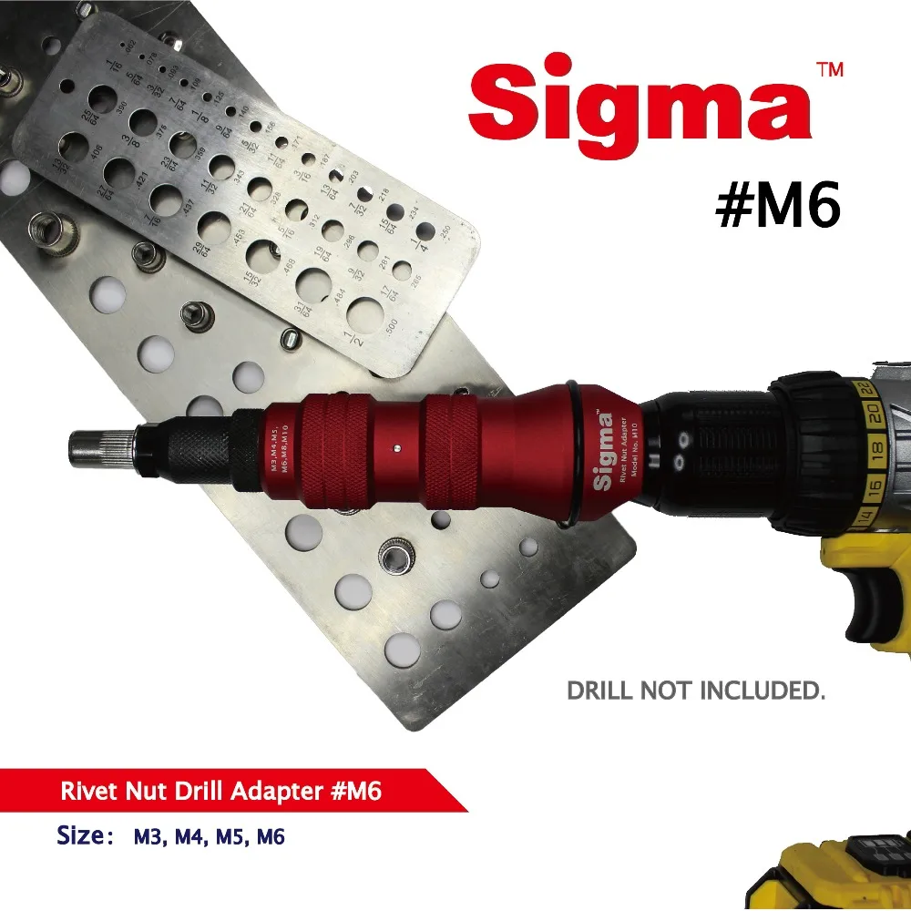 Sigma # m6スレッドリベットドリルアダプターコードレスまたは電動パワーツールアクセサリー代替空気空気圧リベットナットガン