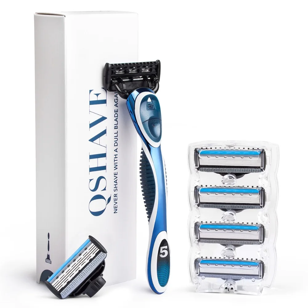 QShave Thương Hiệu Xanh Dương Nam Hướng Dẫn Sử Dụng Dao Cạo Râu Tông Đơ Cắt Lưỡi Dao Lưỡi Dao An Toàn Mỹ Máy Cạo Râu Thẳng Tóc Máy Tẩy Nhổ Lông