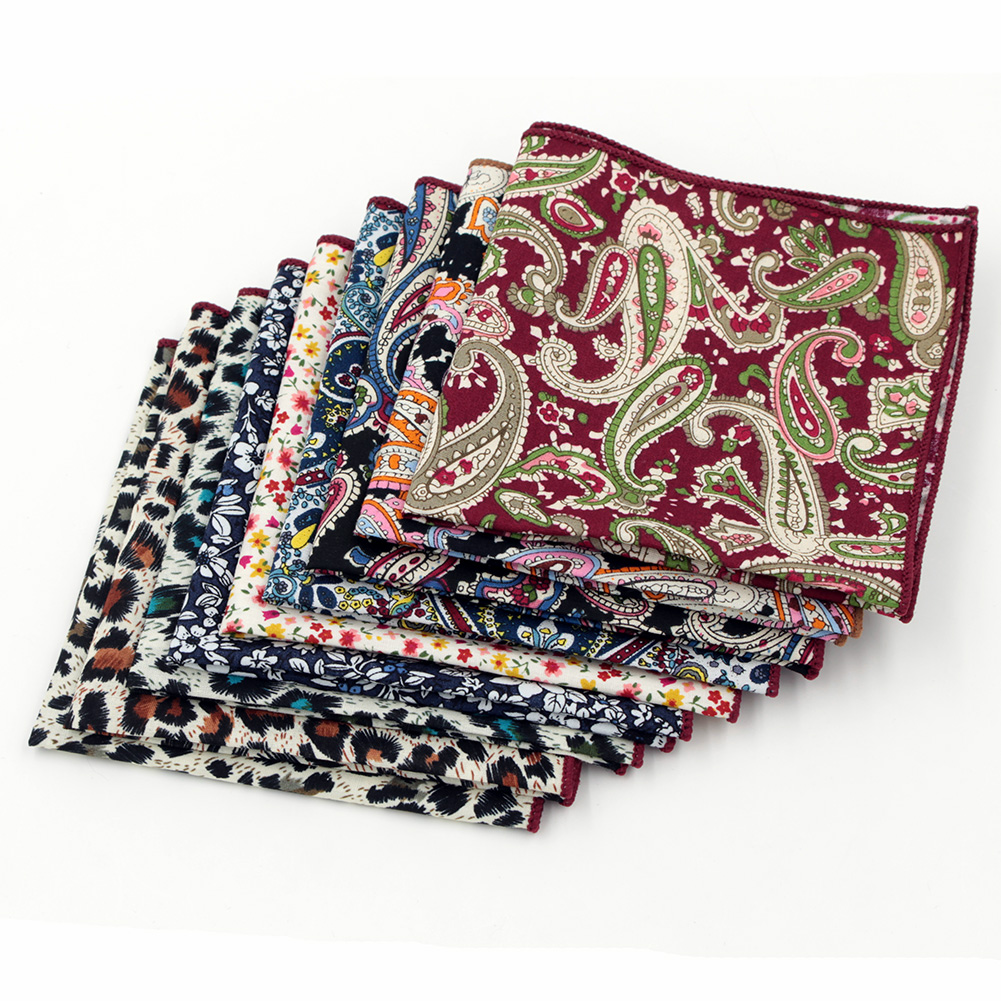 2017 Mode Weihnachtsgeschenk für Männer 100 % Baumwolle Jacquard Paisley Blumen Punkte Leopard Taschentuch Taschentuch Square Hanky Hochzeit