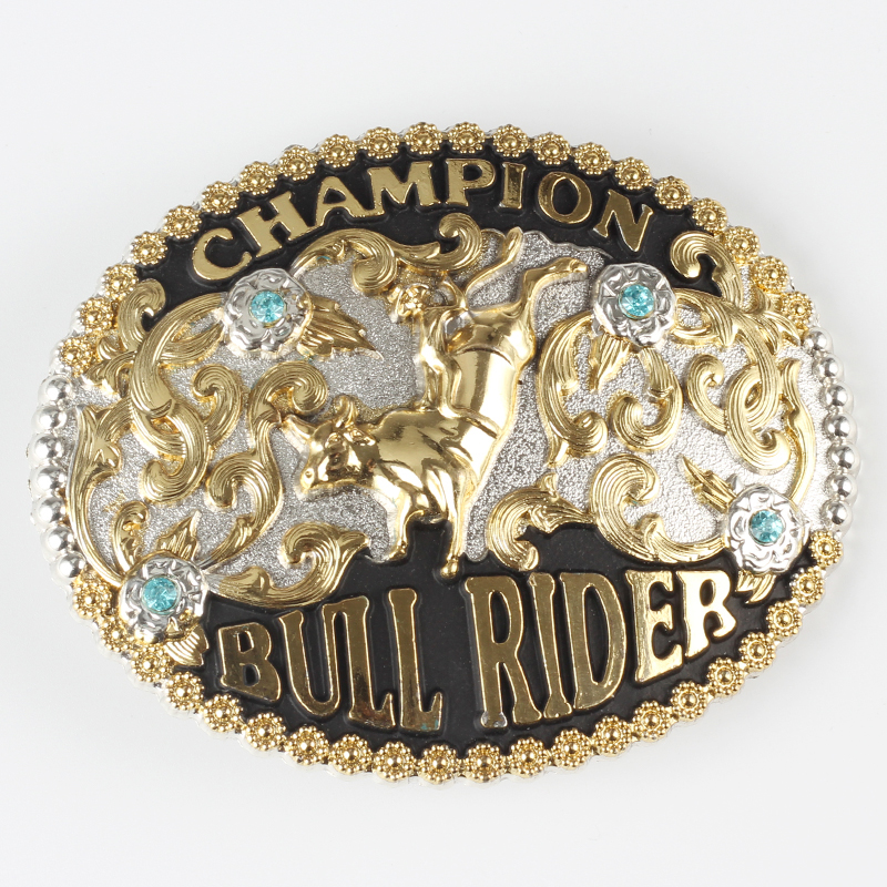 Stierkampfschnalle, goldenes Muster, dichroitische Legierung, Gürtelzubehör, doppelte Farbe