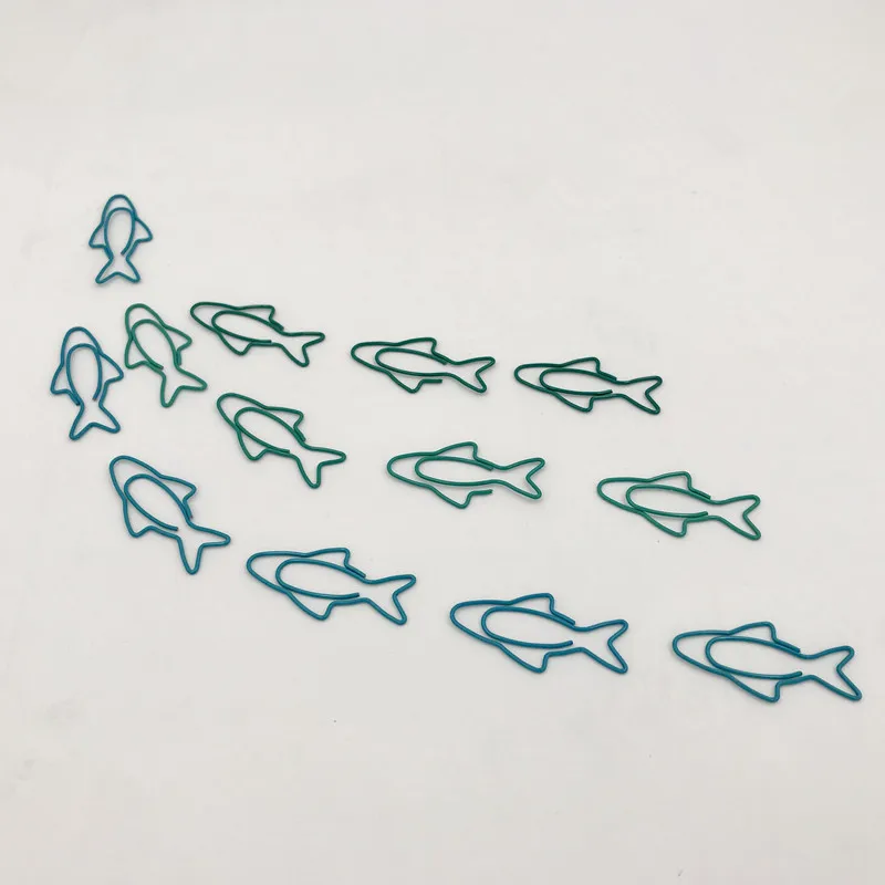 Graffette carine in metallo a forma di sardina saldina 30 clip segnalibro a forma di pesce graffetta patinata in plastica accessori per ufficio scolastico