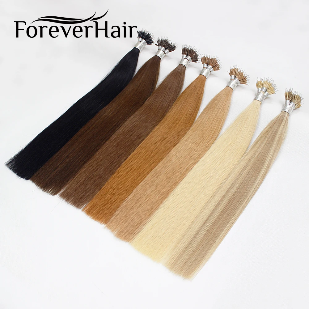 フォーエバーヘアレミーナノリング人間の自然なヘアエクステンション 0.8 グラム/秒 16 "18" 20" ケラチンストレートヨーロッパマイクロビーズ髪 50 個