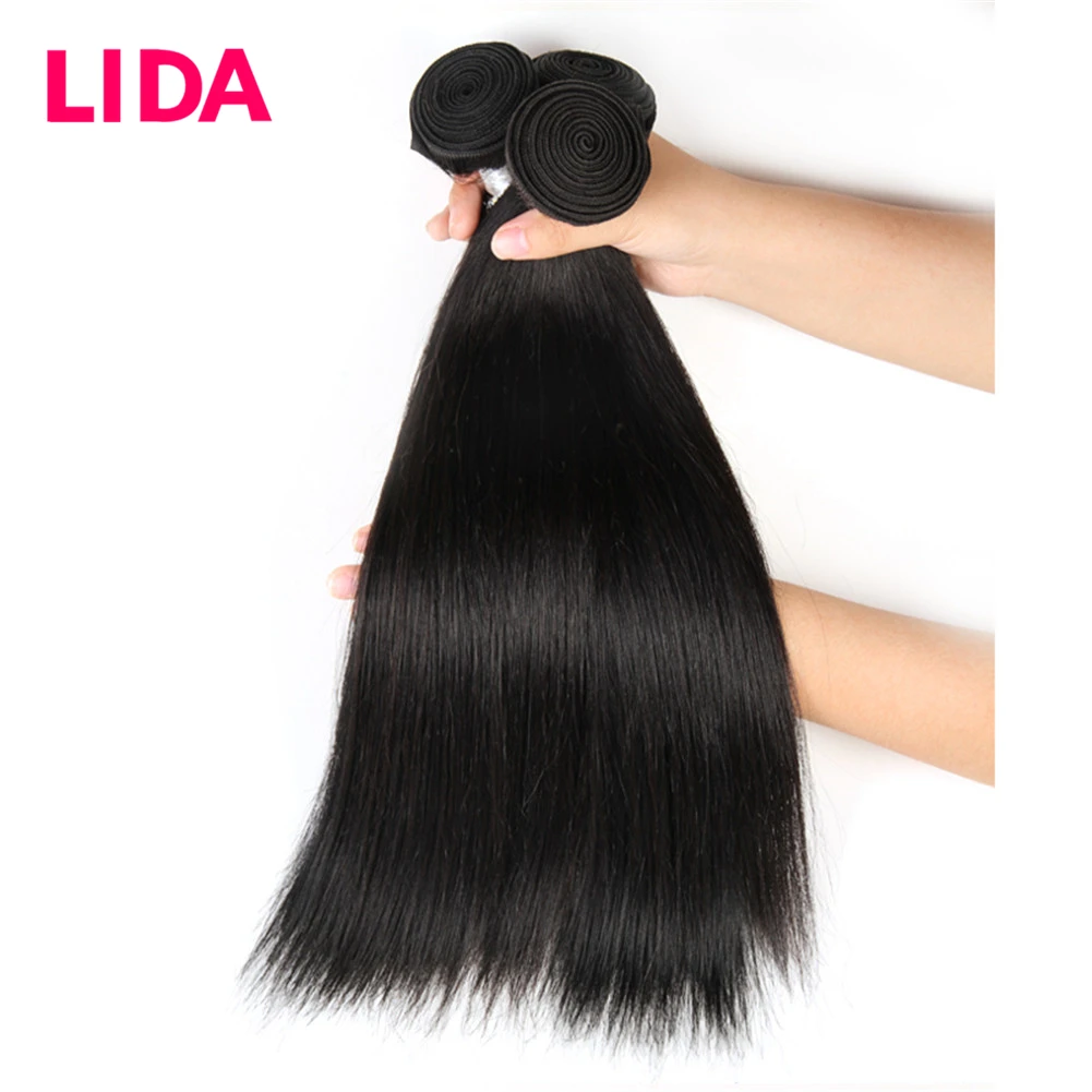 Lida-extensão de cabelo 100% humano, mechas de cabelo humano remy, brasileiro, 3 pacotes de aplique com 100g/peça