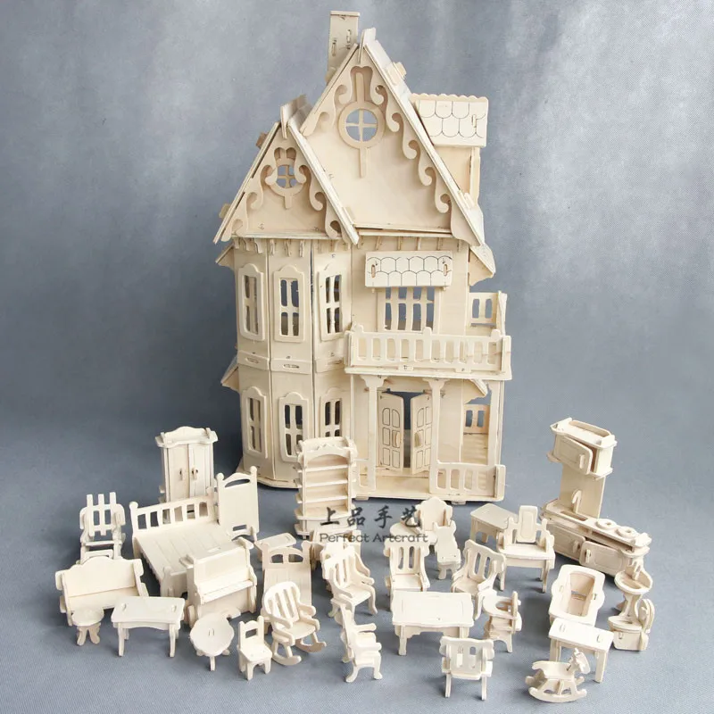 Gỗ Nhà Búp Bê Thu Nhỏ Đồ Gỗ Đồ Chơi Cho Búp Bê DIY Tháo Rời Nhà Búp Bê Giả Vờ Chơi 3D Xếp Hình Đồ Chơi Quà Tặng Cho Trẻ Em