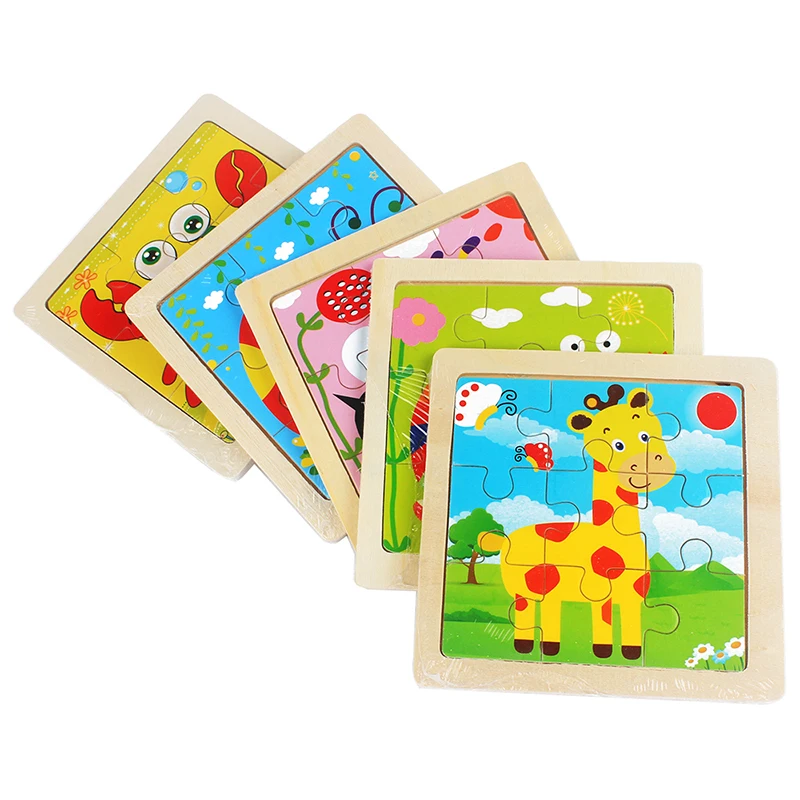 Đồ Chơi Trẻ Em Xếp Hình Gỗ Nhỏ Kích Thước 11*11Cm Gỗ 3D Xếp Hình Ghép Hình Cho Bé Bé Hoạt Hình Động Vật/giao Thông Bộ Ghép Hình Đồ Chơi Giáo Dục