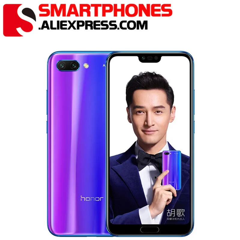 Tôn Vinh 10 Điện Thoại Thông Minh Phiên Bản Toàn Cầu Di Động Điện Thoại 5.84 "Full Màn Hình Kirin 970 128G NFC Sau 24.0MP + 16.0MP pin 3400 MAh