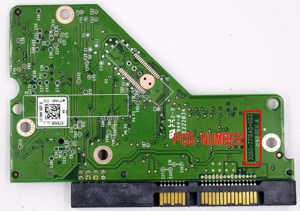 2060-771640-003 REV A , 2060-771640-003 REV P1 / Western Data Hard Disk Circuit Board / 2061-771640-S13 , 2061-771640-S13