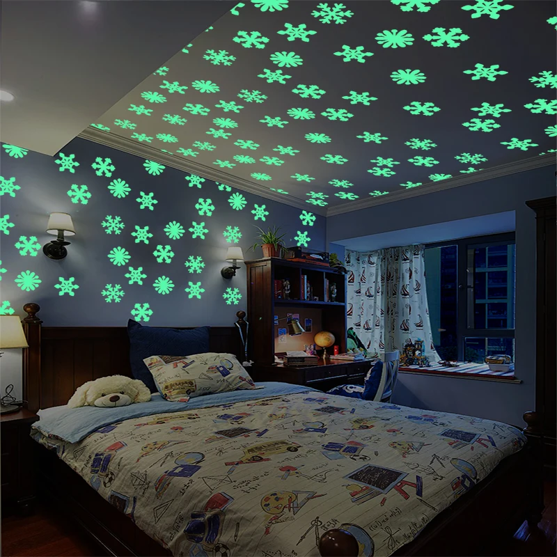 Bộ 50 Dạ Quang Bông Tuyết Decal Dán Tường Phát Sáng Trong Bóng Tối Decal Kids Cho Bé Phòng Ngủ Phòng Nhiều Màu Sắc Giáng Sinh Miếng Dán Trang Trí Nhà Cửa