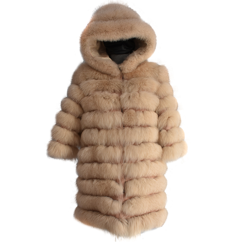 Women's Detachable Hooded Jacket, Real Fox Fur Pocket, Long Vest, Fashion, Thick, Warm, Detachable, Deformation