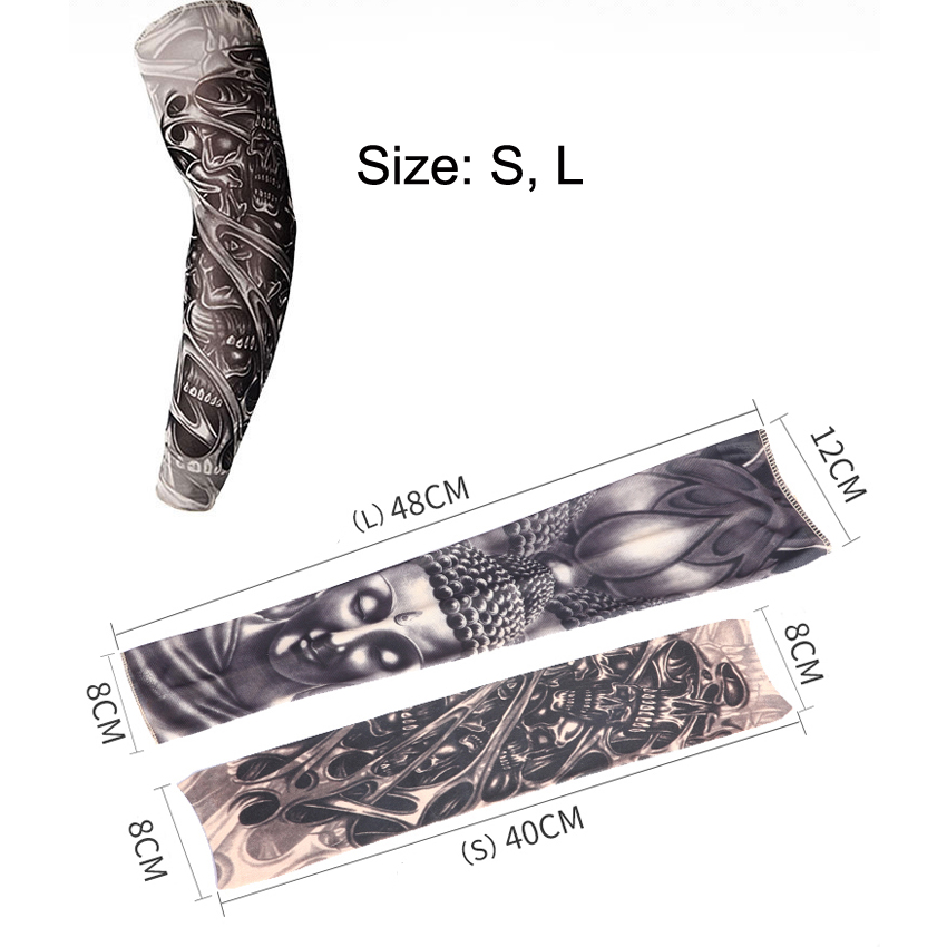 Упаковка из 2 предметов, 3D-принт, поддельные татуировки, рукава для мужчин и женщин, летняя защита от УФ-солнца, крутые велосипедные рукава, размер S, L