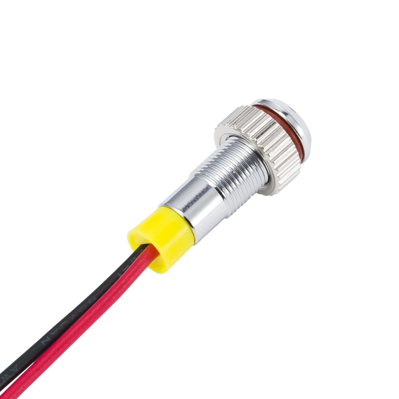 IP62 กันน้ําหนึ่งสีกระพริบ LED โลหะไฟเตือน 6 มม.สัญญาณนําร่อง 3V 6V 12V 24V 36V DC ลวด