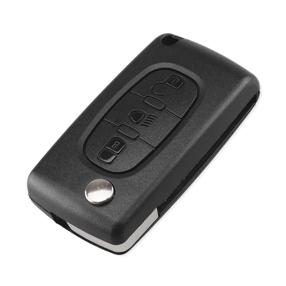Keyyou para citroen c1 c2 c4 picasso c5 c6 3 botões chave fob caso remoto símbolo de luz com crachá ce0536 frete grátis