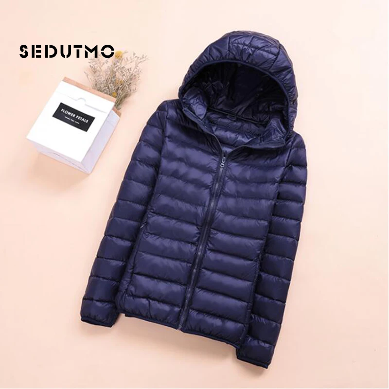 SEDUTMO Frühling Damen Daunenjacken Ultraleichter Winter-Entendaunenmantel Kurzer Kapuzenpullover Pufferjacke Parkas ED659