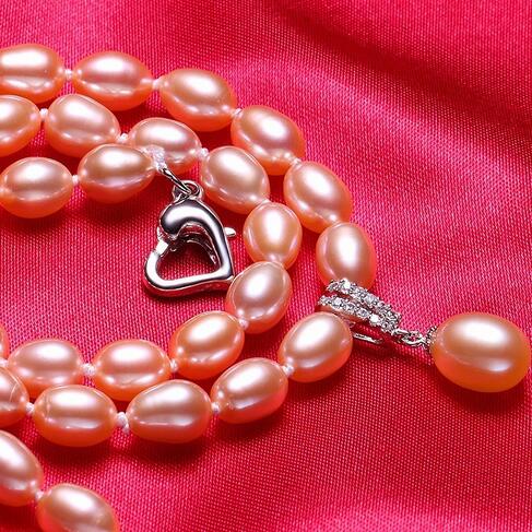 Colar de pérolas naturais de água doce para mulheres Love Buckle Jewelry, comprimento 45cm mais 5cm