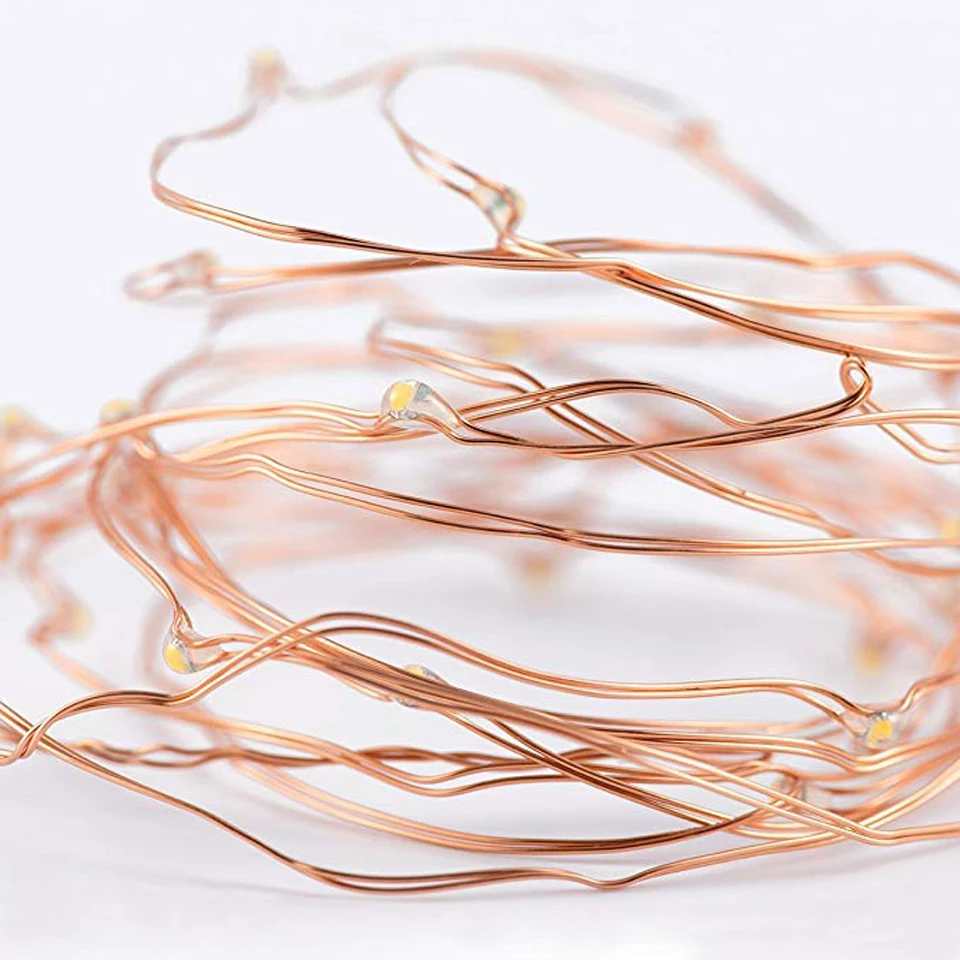 Xsky LED ทองแดงสายไฟ String 1M 2M แบตเตอรี่ดําเนินการไฟ Fairy Xmas Garland งานแต่งงานแก้วหัตถกรรมขวดตกแต่ง