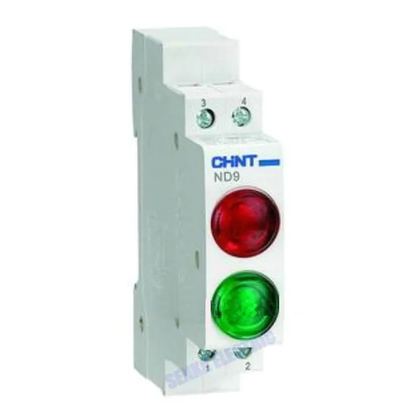 CHINT-Lámpara de señal LED de montaje en Riel Din, luces piloto indicadoras, serie ND9, CA 220V