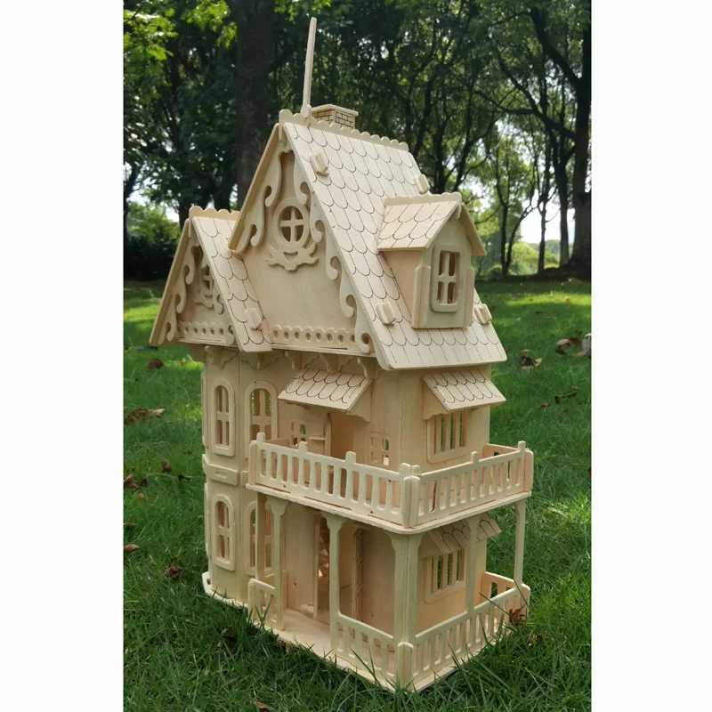 Gỗ Thu Nhỏ Nhà Búp bê GỖ DIY nhà búp bê lắp ghép Giáo Dục giả vờ chơi đồ chơi Mini 3D Stereo xếp hình ngôi nhà cho trẻ em bé gái