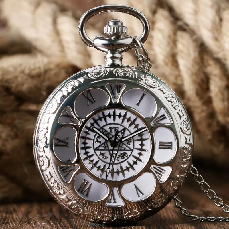 ร้อนอะนิเมะบัตเลอร์สีดำ Kuroshitsuji สไตล์นาฬิกาเซบาสเตียน Ciel Silver Hollow ดอกไม้ผู้หญิงผู้ชายสร้อยคอ Chian Xmas ของขวัญ