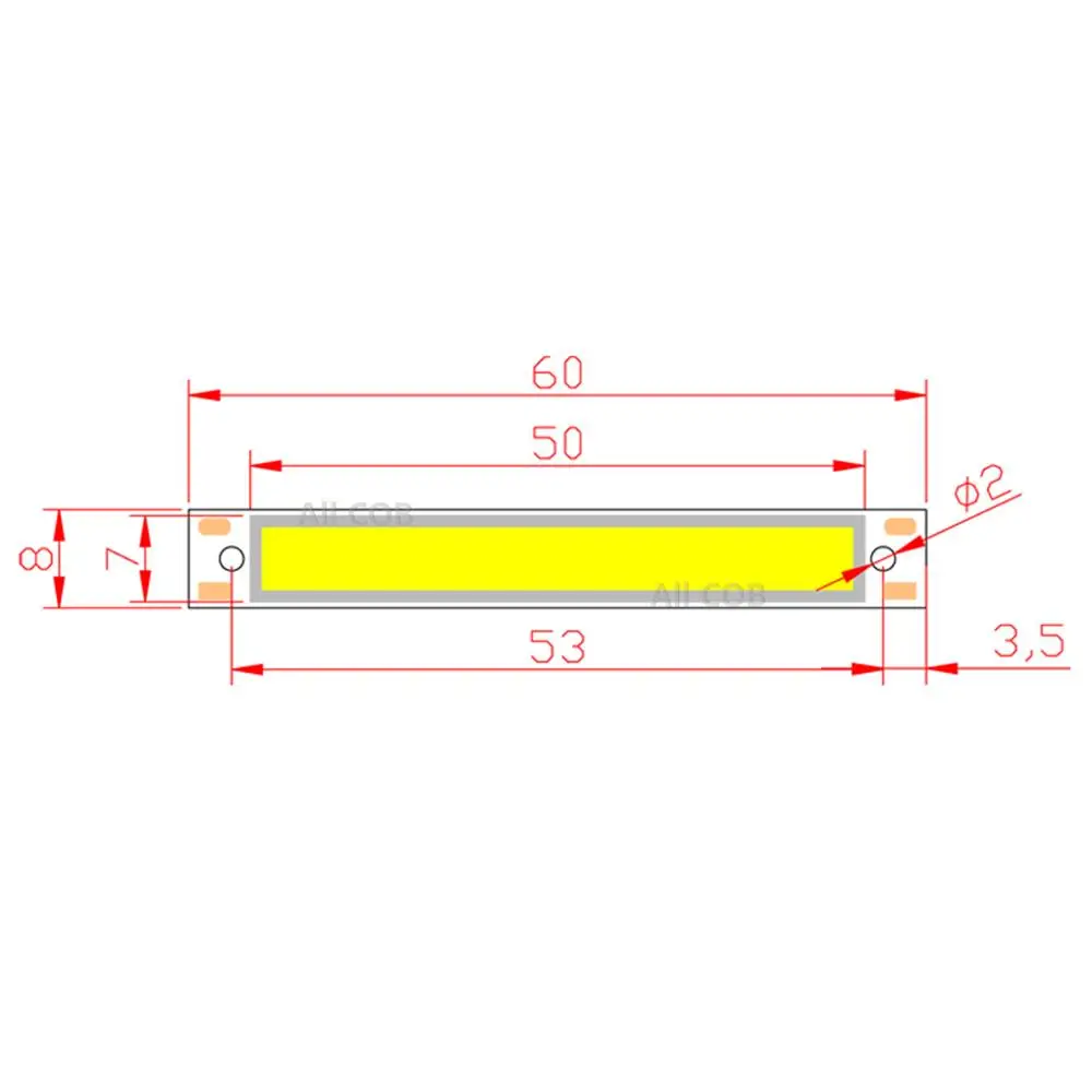 [[Allcob] Bán 3V 3.7V DC 60X8 Mm LED COB Dây 1W 3W Ấm Lạnh Trắng Xanh Đỏ COB Đèn Led Cho Diy Xe Đạp Đèn Làm Việc