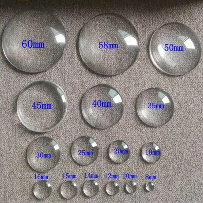 1 paquete de 6 8 10 12 16 20 25 60mm cabujón redondo de cristal transparente parte posterior plana lupa transparente cabujón para hacer joyería DIY