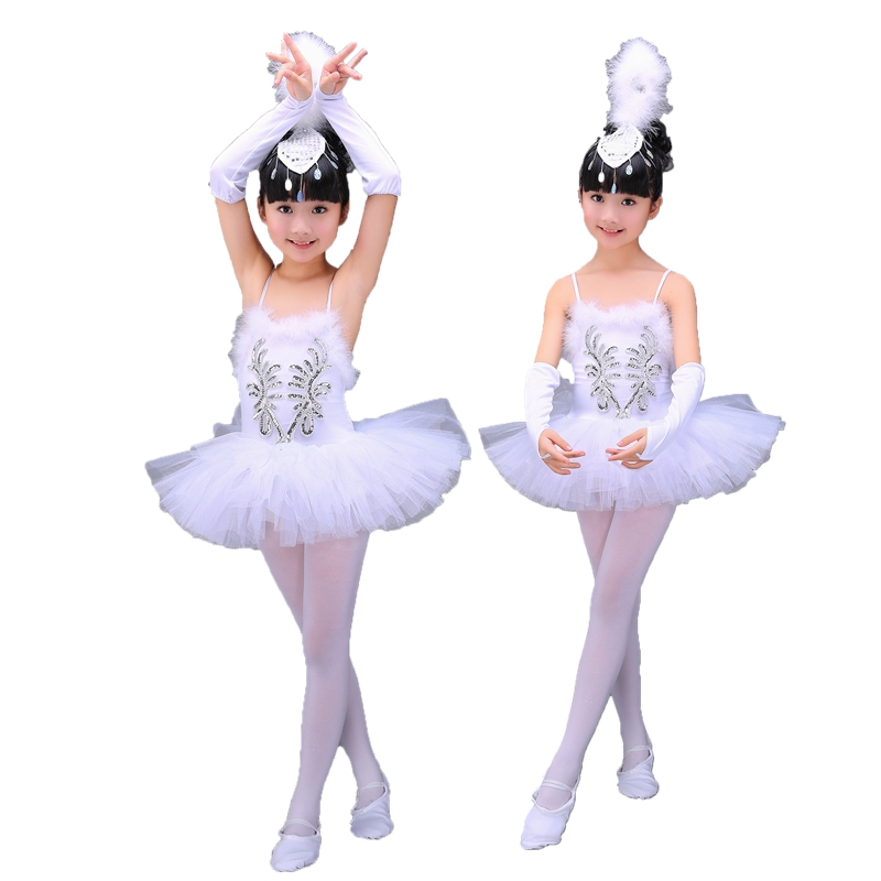 Robes de Ballet professionnelles blanches pour filles, Costumes de danse de ballerine pour enfants, robe de danse Tutu de spectacle