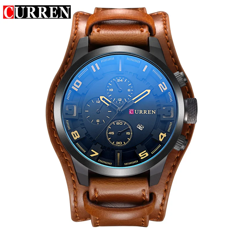 Nuevos Relojes CURREN, marca de lujo, reloj para hombre, correa de cuero, reloj de cuarzo a la moda, reloj de pulsera deportivo informal, reloj con fecha, Relojes 8225