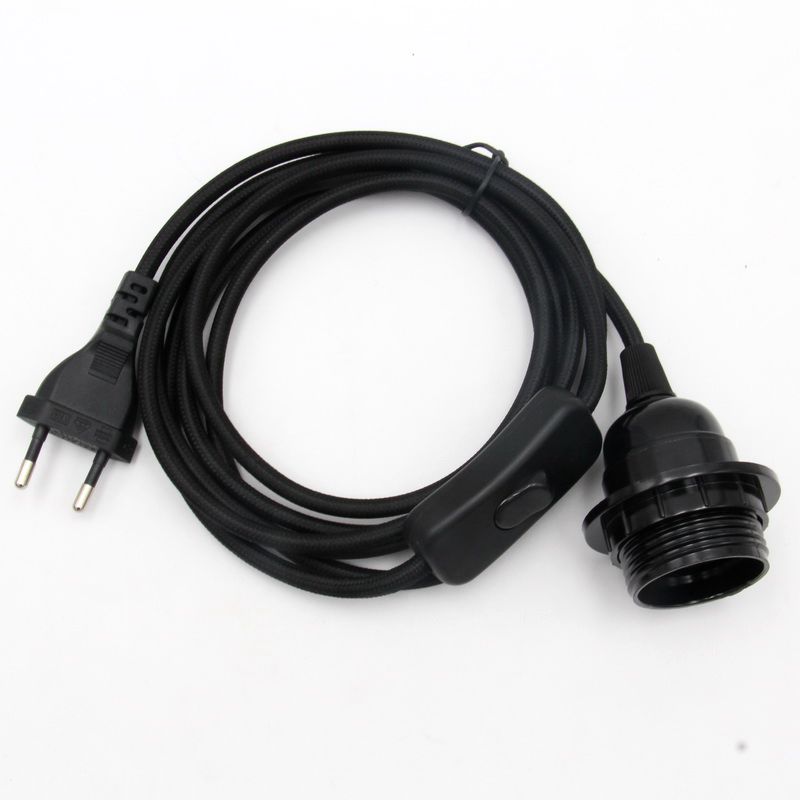 220 V AC EU-Stecker, Netzkabel, mit Stoff überzogenes Kabel mit Ein-/Aus-Schalter, E27, Bakelit-Lampenfassung, Plug-In-Kabel für DIY-Hängeleuchte