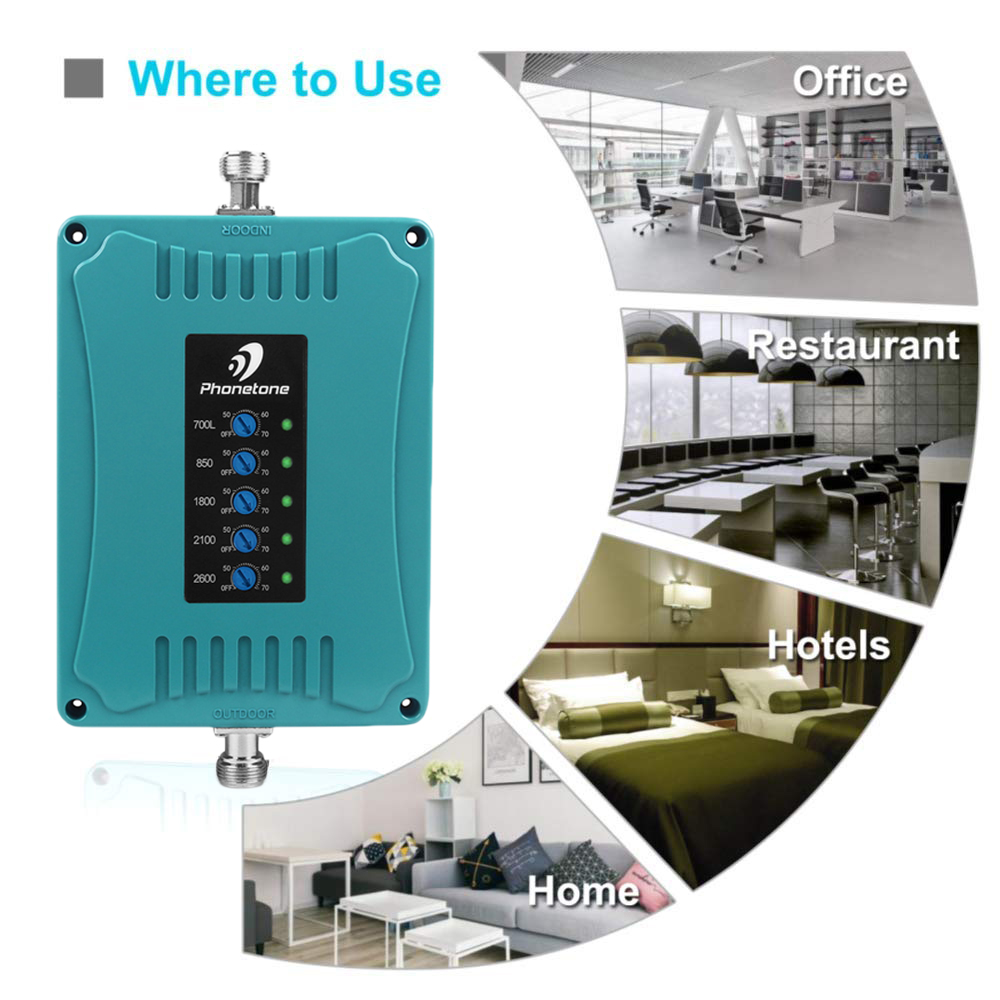 Усилитель сигнала мобильного телефона 2G 3G 4G LTE 700/850/1800/2100 МГц