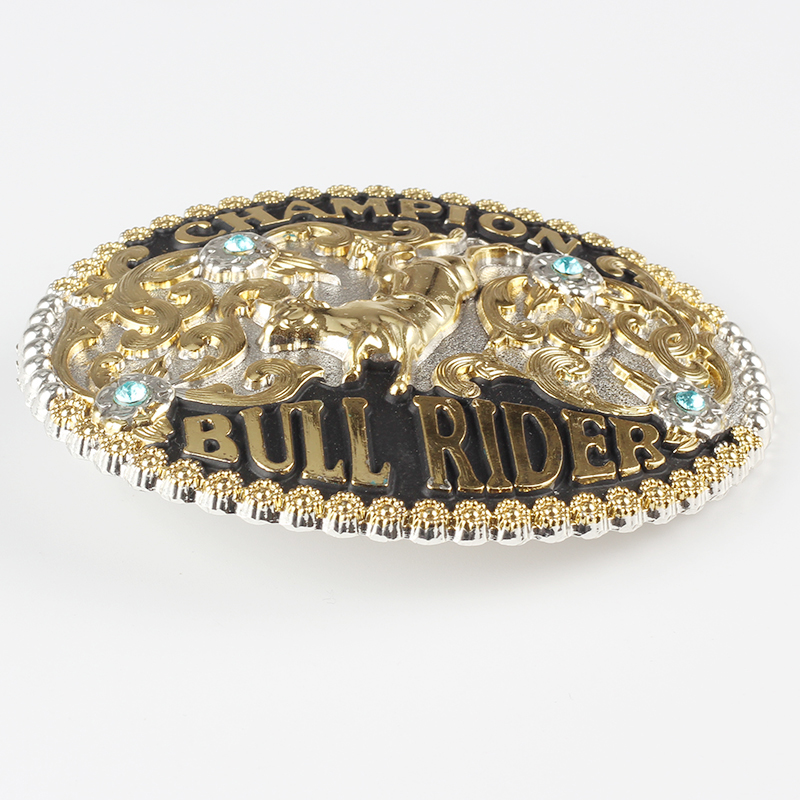 Stierkampfschnalle, goldenes Muster, dichroitische Legierung, Gürtelzubehör, doppelte Farbe