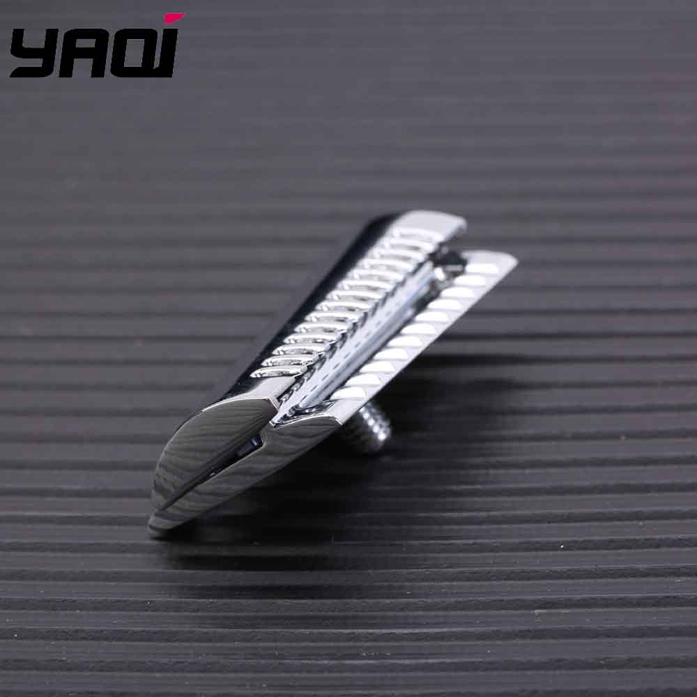 YAQI 최고 공격적인 크롬 색상 양날 남성용 경사 안전 면도기 헤드 교체 액세서리
