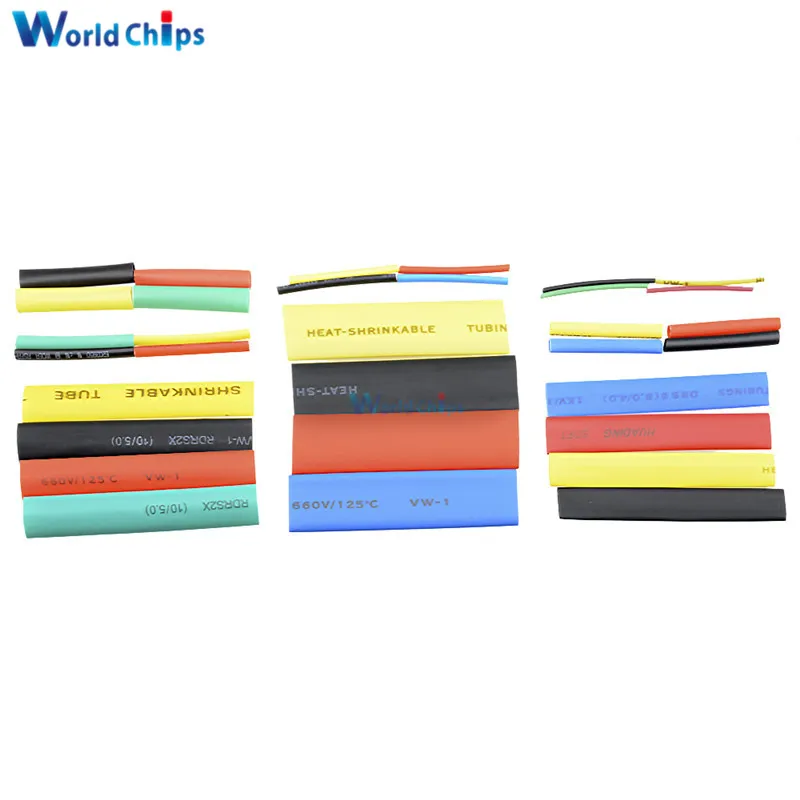 127/140/328/530 pezzi assortiti tubi termorestringenti in poliolefina manicotti per cavi set di cavi avvolgenti 8 dimensioni multicolore/nero